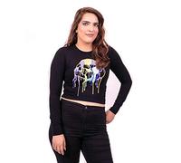 Womens Halloween Skeleton Printed Crop Top Ladies Bones Hands Skull Pumpkin Print Tops Adult Costumes Scary Long Sleeve T-Shirt Sweatshirt (8, Melting Skull)
