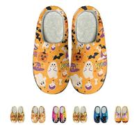 Womens Halloween Slippers Slipper Boo Cute Ghost Sliders Lovely Festival Sliders Pumpkin Printed Slides Spooky Castle Slides Slip On Home Shoes Scary Winter Slipper Soft Plush Sldier
