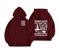 Women's Halloween Some Days You Have To Put On The Hat Casual Sweatshirt Girl Casual Top (Wine, M)