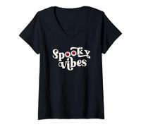 Womens Halloween Spooky Vibes V-Neck T-Shirt