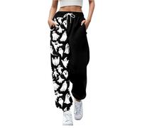 Womens Halloween Sweatpants Cute Ghost Pumpkin Bat Joggers Trousers Pockets | Cosy tapered leisure bottoms with drawstring waist pockets, spooky loungewear, sleeping, party or autumn winter daily wear