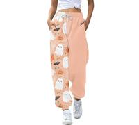 Womens Halloween Sweatpants Cute Ghost Pumpkin Bat Joggers Trousers Pockets | Cosy tapered leisure bottoms with drawstring waist pockets, spooky loungewear, sleeping, party or autumn winter daily wear