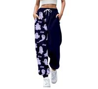 Womens Halloween Sweatpants Elastic Drawstring High Waisted Trousers Bat Funny Graphic Soft Sweatpants Large Sizes Classic-Fit Holiday Costumes Loungewear (Purple, XL)