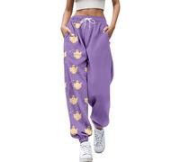 Womens Halloween Sweatpants Funny Pumpkin Printed Running Tracksuit Bottoms with Pockets Loose Drawstring Gym Lounge Pants High Waisted Sports Trousers Comfy Elastic Waisted Athletic Pants Purple