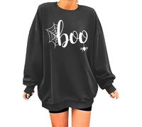 Womens Halloween Sweatshirt Boo Graphic Sweatshirt Oversized Crewneck Long Sleeve Pullover Autumn Fall Shirts(Black, M) sudadera personalizada