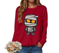 Womens Halloween Sweatshirt Women's Sweatshirts Ghosts Graphic Print Novelty Blouses Long Sleeve Jumper Crew Neck Loose Fit Pullover Halloween Costumes Ladies Casual Sweater Spooky Season Sweatshirt
