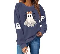 Womens Halloween Sweatshirts Womens Halloween Costume Bloody Sweatshirts for Women Costume Women Brown Long Sleeve Top Ghost Adult Gothic Autumn Clothing