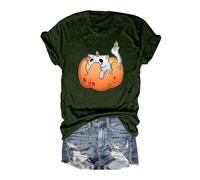 Womens Halloween T Shirt Women Season Shirts Cute Tshirt Graphic Tees Fall Short Sleeve Tops Running Top