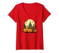 Womens Halloween, Thanksgiving, and Christmas mash up V-Neck T-Shirt