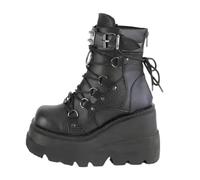 Women's Halloween Themed Printed Lace-Up Ankle Boots, Mid-High Shaft Comfortable Casual Ankle Boots for Winter, Winter Boots, Women's Lined Tea, Women's Boots, Winter Warm Winter Boots, black, 6 UK