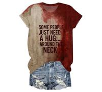 Womens Halloween Tops Women's Casual O Neck Short Sleeved Bloody Letter Printed T Shirt Top Workout Shirts