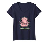 Womens Halloween Victorian Chair Spooky Horror Mansion Scary Fun V-Neck T-Shirt