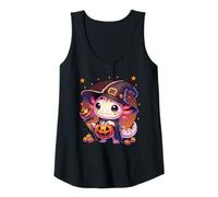 Womens Halloween Witch Axolotl Trick or Treat Girls Women Tank Top