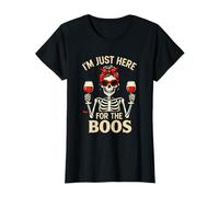 Womens Halloween Women Funny I'm Just Here for The Boos Skeleton T-Shirt