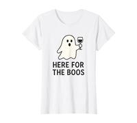 Womens Halloween Women Funny I'm Just Here for The Boos Skeleton T-Shirt