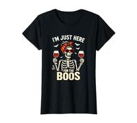 Womens Halloween Women Funny I'm Just Here for The Boos Skeleton T-Shirt