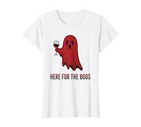 Womens Halloween Women Funny I'm Just Here for The Boos Skeleton T-Shirt