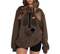 Womens Halloween X-Ray Skeleton Maternity Sweatshirts Crewneck Pullover Fall Pregnancy Announcement Shirts Tops Halloween