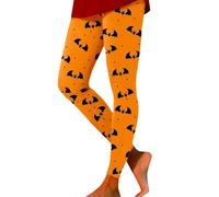 Women's Halloween Yoga Leggings Gym Tights Women Holidays Casual Comfort Halloween Printed Leggings Workout Sport Trousers Pants for Camping Hiking Workout Outdoor Gym (Orange, M)