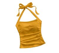 Women's Halterneck Vests Camisole Tops for Women UK,Ladies Summer Tops Solid Color Textured Tank Top Slim Fit Sexy Cami Vest Top Lightweight Going Out Holiday Casual Sleeveless Tshirt Blouses Tunics