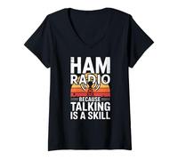 Women's Ham Radio Because Talking is A Skill Retro V-Neck T-Shirt