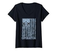 Womens HAM Radio Operator American HAM Radio V-Neck T-Shirt