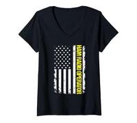 Women's Ham Radio Operator USA Flag V-Neck T-Shirt