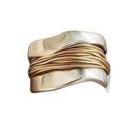 Women's Hammered Gold Ring 1 Gold Plated Rough Textured Ring Wrap Ring Fashion Punk Statement Jewelry Rose Jewelry for Teen Girls (C, One Size)