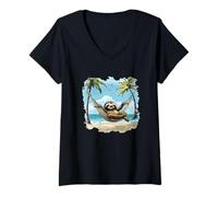 Womens Hammock Vacation on the Beach with this Funny Sloth Outfit V-Neck T-Shirt