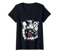 Women's Hamster Samurai Costume Ninja Outfit Warrior V-Neck T-Shirt