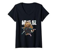 Womens Hamster Warrior Bo Staff Fighter - Funny Martial Arts V-Neck T-Shirt