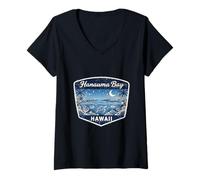 Women's Hanauma Bay Hawaii Sea Turtle Ocean Marine Life Beach V-Neck T-Shirt