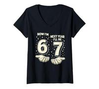 Women's Hand Now I'm 6 Next Year I'll be 7 Six Years Old Boys Girls V-Neck T-Shirt