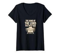 Womens Hand of the Lord Acts 11:21 - Powerful Christian Faith V-Neck T-Shirt