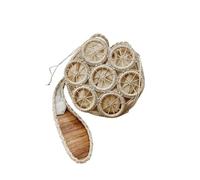 Women's handbag beach shoulder crossbody bag and wallet made of wicker hollow round grass and willow twigs(BEIGE A)