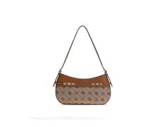 GUESS Melinda Logo Shoulder Bag Latte Logo Light Brown