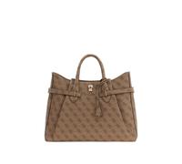 GUESS Yesba Girlfriend Satchel Handbag Shoulder Bag Latte Logo Brown
