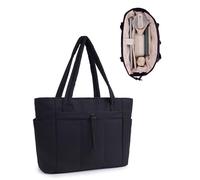 Women's Handbag Tote Bag 20 L Large Quilted Shopper Bag with Laptop Compartment (15.6 Inches) and Drink Holder (40 oz/1.18 L), Ideal for Office, School, Travel, Shopping (Patent Pending), black