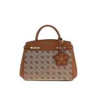 GUESS Handbag Shoulder Bag Melinda Logo Tri Compartment Satchel Latte Logo Brown