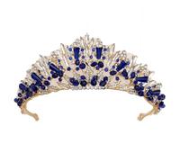Womens Handmade Crown Wedding Bridal Party Birthday Rhinestones Alloy Proories TS-J3254GBLUE