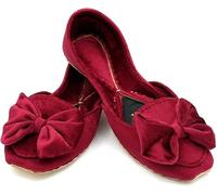 Women's Handmade Embroidered Khussa Jutti - Traditional Ethnic Indian Flats | Punjabi Mojari for Weddings, Parties & Daily Wear Maroon Red, 6UK