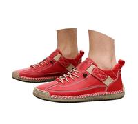 Women's Handmade Flexible Soft Sole Loafers - Flat Comfortable Walking, Slip On Breathable Everyday, Non Slip Red