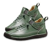 Women's Handmade Leather Orthopedic Comfy Shoes, Ankle Arch Support Trainers Women Men, Breathable Slip On Walking Sneakers (Green B, Adult, Women, 7.5, Numeric, UK Footwear Size System, Medium)