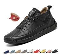 Women's Handmade Leather Orthopedic Comfy Shoes, Soft Comfort Non Slip Lightweight Boots, Breathable Slip-On Shoes Non Slip Sneakers (6,Black)