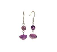 Women's Handmade Natural Amethyst Gemstone Dangle Drop Beaded Earrings Dainty Simple Crystal Earrings Trendy Cute Summer Jewelry for Women