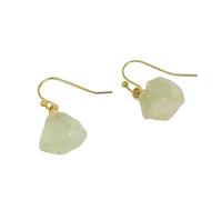 Women's Handmade Natural Green Fluorite Gemstone Earrings Dainty Small Raw Stone Dangle Drop Hook Earrings Jewellery Gift for Women, Girls