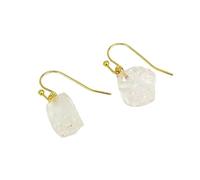 Women's Handmade Natural White Crystal Gemstone Earrings Dainty Small Raw Stone Dangle Drop Hook Earrings Jewellery Gift for Women, Girls