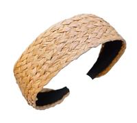 Women's Handmade Weaving Straw Headband With Knot Wide Rattan Hairband For A Natural And Chic Headdress