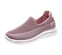 Women's Hands Free Slip-Ins Go Walk Flex-Relish Sneaker Ladies Slip-On Walking Shoes with Memory Foam Mesh Breathable Lightweight Casual Sneakers Solid Color Flat Summer Jogging Shoes Pink