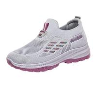 Women's Hands Free Slip-ins Go Walk Flex-Relish Sneaker Lightweight Breathable Mesh Athletic Sports Shoes High Traction Sole Running Trainers Outdoor Fitness Jogging Sneakers Grey